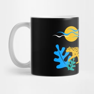 Walking Leopard Illustration ( black background ) Mug